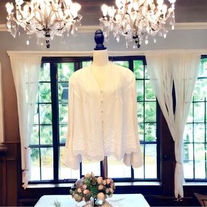 J.R. Nites Ivory Beaded Blouse Size 20W